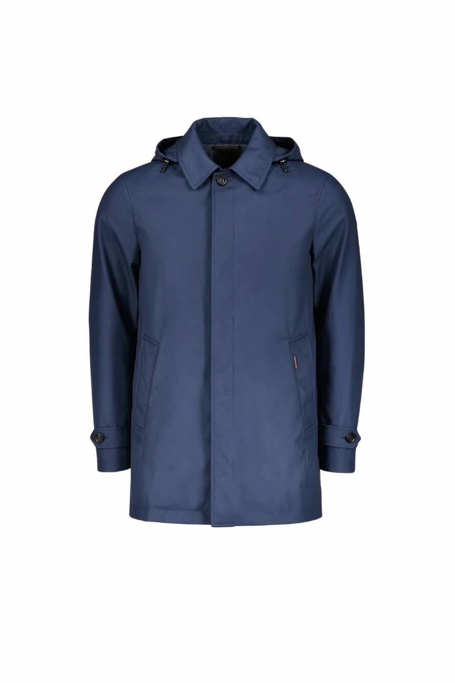 NEW MOORER men's ravel mid-length hooded raincoats in blue